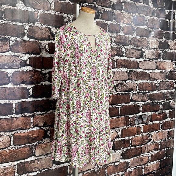 Torrid Dress Floral Keyhole Flowy White Pink Size 1X - Picture 8 of 15